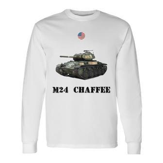 The M24 Chaffee Usa Light Tank Ww2 Military Machinery Long Sleeve T-Shirt - Monsterry
