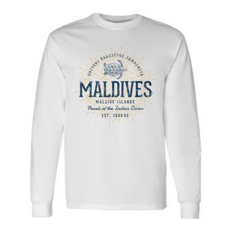 Maldives Retro Style Vintage Maldives White S Langarmshirts - Seseable