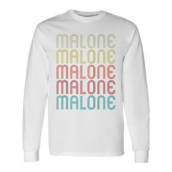 Malone Retro Vintage Style Name Long Sleeve T-Shirt - Seseable