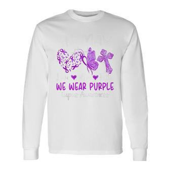 In May We Wear Purple Lupus Awareness Month Ribbon Long Sleeve T-Shirt - Monsterry