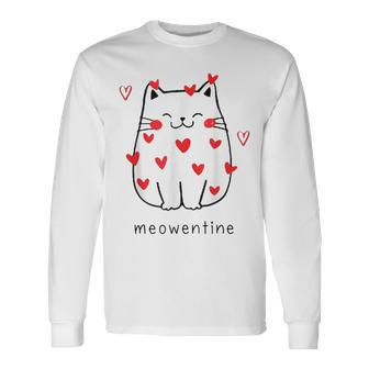 Meowentine Cute Cat Valentine Day 2023 Cute Long Sleeve T-Shirt | Mazezy