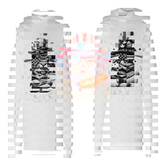 Meowica 4Th Of July Patriotic Cat American Flag 4Th Of July Long Sleeve T-Shirt - Monsterry