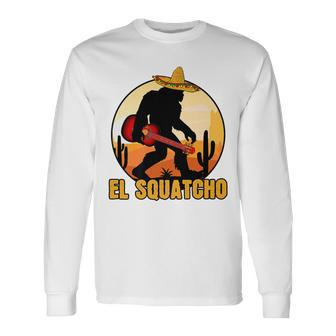 Mexican Sasquatch Meme Bigfoot Musician El Squatcho Long Sleeve T-Shirt - Monsterry DE