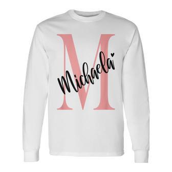 Michaela Nameorname Mit Monogramm Personalisiert Rosa Langarmshirts - Geschenkecke