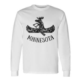 Minnesota Moose Moose Canoe Long Sleeve T-Shirt - Monsterry