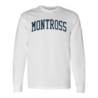 Montross Va Vintage Athletic Sports Jsn2 Navy Print Long Sleeve T-Shirt - Monsterry DE