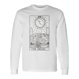 The Moon Tarot Card Vintage Long Sleeve T-Shirt - Monsterry