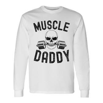 Muscle Daddy Gewichtheber Skelett Langhantel Papa Workout Kapuzenjacke Langarmshirts - Geschenkecke