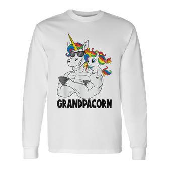 Muscle Grandpa Unicorn Old Pops Grandpacorn Granddad Long Sleeve T-Shirt - Monsterry UK