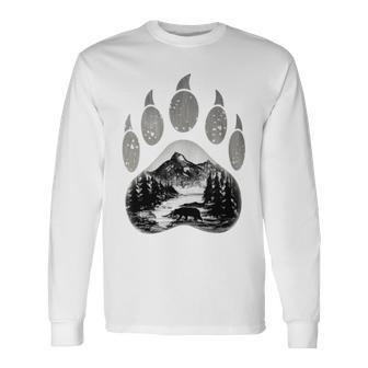 Native American Indian Bear Claws Mountain Animal Long Sleeve T-Shirt - Monsterry