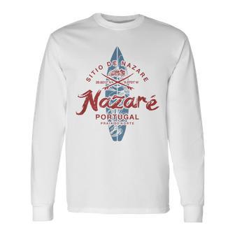 Nazare Portugal Surfing Vintage Long Sleeve T-Shirt - Monsterry