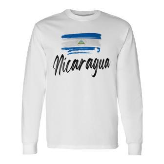 Nicaragua Flag Nicaraguan Nicaraguense Pride Long Sleeve T-Shirt - Monsterry DE