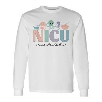 Nicu Ocean Sea Animals Neonatal Intensive Care Unit Nurse Long Sleeve T-Shirt | Mazezy
