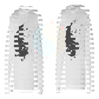 Niños Gato Blanco Y Gato Negro En Diseño Yin-Yang Camiseta de manga larga - Regaloses