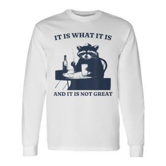 It Is What It Is And It Is Not Great Raccoon Meme Long Sleeve T-Shirt - Monsterry UK