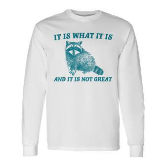 It Is What It Is And It Is Not Great Raccoon Long Sleeve T-Shirt - Monsterry