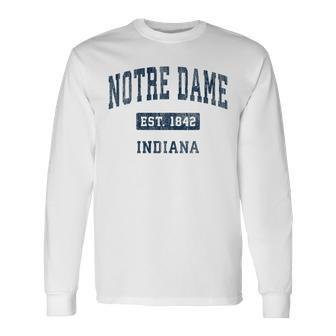 Notre Dame Indiana In Vintage Athletic Navy Sports Long Sleeve T-Shirt - Monsterry AU