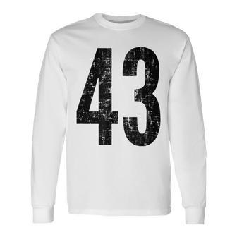 Number 43 Distressed Vintage Sport Team Practice Training Long Sleeve T-Shirt - Monsterry CA