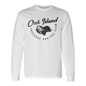 Oak Island Treasure Hunting Club Map Skull And Crossbones Vi Long Sleeve T-Shirt - Monsterry AU