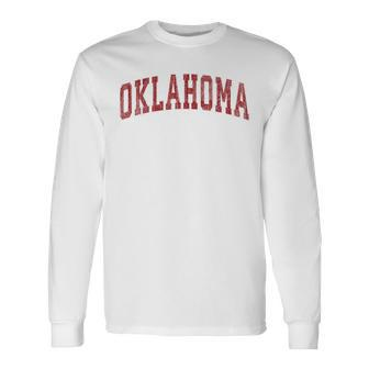 Oklahoma Ok Vintage Athletic Sports Red Style Long Sleeve T-Shirt - Seseable