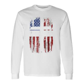 One Nation Under God Cross Usa Flag 4Th Of July Patriotic Long Sleeve T-Shirt - Monsterry UK