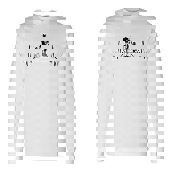 Padre 2 Hijas Latido Del Corazón Papá Regalo Del Día Del Padre Padre Padre Camiseta de manga larga - Regaloses