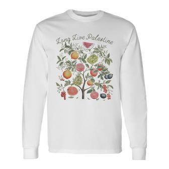 Palestine Long Live Fruits Of Palestine Olive Tree Vintage Long Sleeve T-Shirt - Monsterry