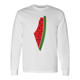 Palestine Peace Palestinian Watermelon Long Sleeve T-Shirt - Monsterry