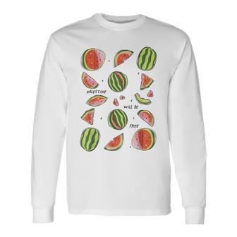 Palestine Will Be Free Toddler Social Justice Watermelon Kid Long Sleeve T-Shirt - Seseable