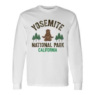 Parque Nacional Yosemite California Senderismo Ca Bear Meditando Camiseta de manga larga - Regaloses