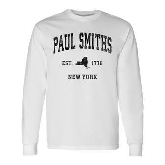 Paul Smiths New York Ny Vintage Athletic Black Sports Long Sleeve T-Shirt - Monsterry AU