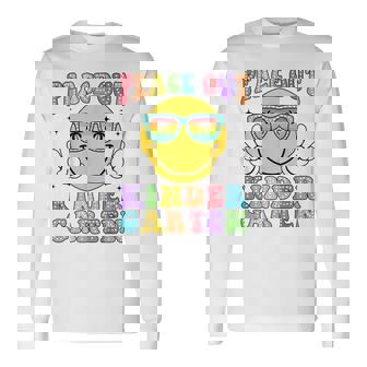 Peace Out Kindergarten Hippie Smile Face Last Day Of School Long Sleeve T-Shirt | Mazezy