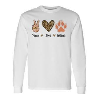 Peace Love Wildcats Leopard Wild Cats Animals Lovers Men Long Sleeve T-Shirt - Monsterry
