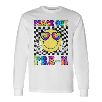 Peace Out Pre K Smile Happy Last Day Of School Tie Dye Long Sleeve T-Shirt - Monsterry CA