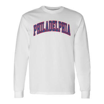 Philadelhpia Text Long Sleeve T-Shirt - Seseable