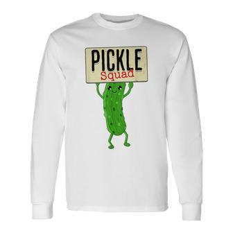 Pickle Squad Green Pickle Illustration Long Sleeve T-Shirt - Monsterry