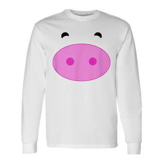 Pig Face Pink Pig Costume Long Sleeve T-Shirt - Thegiftio UK