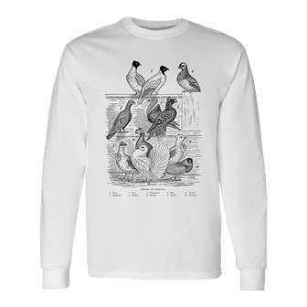 Pigeon Vintage Breeds Of Pigeons For Pigeon Lover Long Sleeve T-Shirt - Monsterry DE