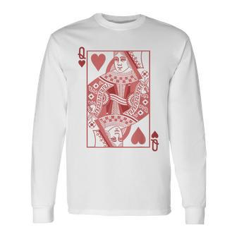 Pink Queen Of Hearts Valentine's Long Sleeve T-Shirt - Monsterry