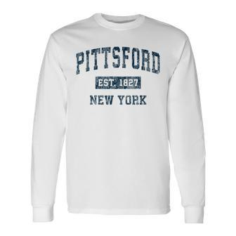 Pittsford New York Ny Vintage Sports Navy Print Long Sleeve T-Shirt - Monsterry AU