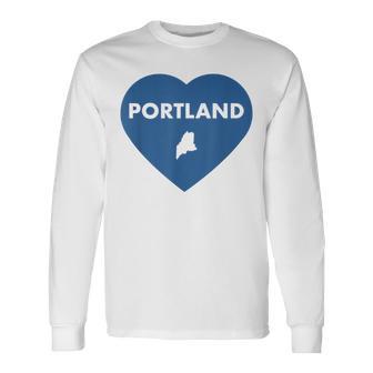 Portland Maine Heart Pride Retro Love Long Sleeve T-Shirt - Monsterry AU