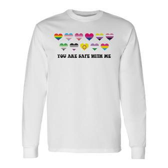 Proud Ally You Are Safe With Me Pride Month Lgbtq Long Sleeve T-Shirt - Seseable