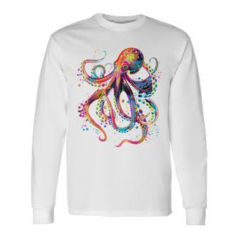 Psychedelic Octopus Kraken Octopus Sea Monster Kraken Long Sleeve T-Shirt - Seseable