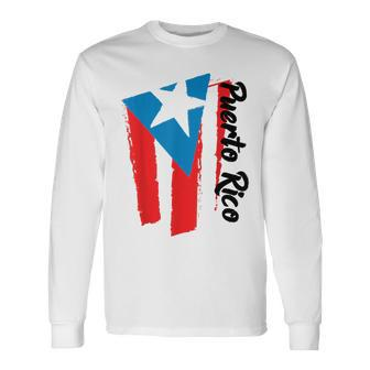 Puerto Rico Flag Hispanic Heritage Month Boricua Rican Retro Long Sleeve T-Shirt | Mazezy