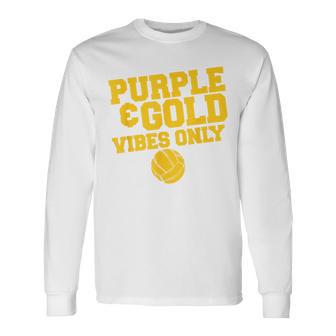 Purple Gold Game Day High School Volleyball Group Team Long Sleeve T-Shirt - Monsterry