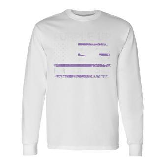 Purple Up For Military Child Month Air Force Us Flag Long Sleeve T-Shirt | Mazezy CA