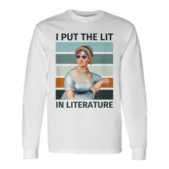 I Put The Lit In Literature Vintage Jane Austen Sunglasses Long Sleeve T-Shirt - Seseable