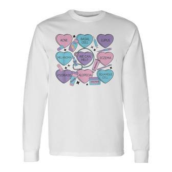 Retro Dermatology Valentine's Day Heart Candy Dermatologist Long Sleeve T-Shirt - Seseable