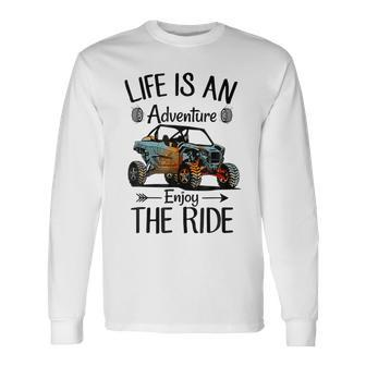 Retro Enjoy The Ride Atv Rider Utv Mud Riding Sxs Offroad Long Sleeve T-Shirt - Seseable
