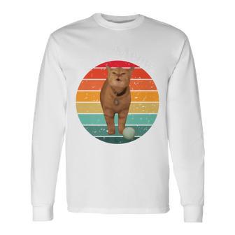 Retro I Go Meow Cat Singing Meme Long Sleeve T-Shirt - Monsterry